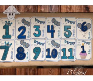 Stickserie ITH - Meilensteinkarten Monate Satin